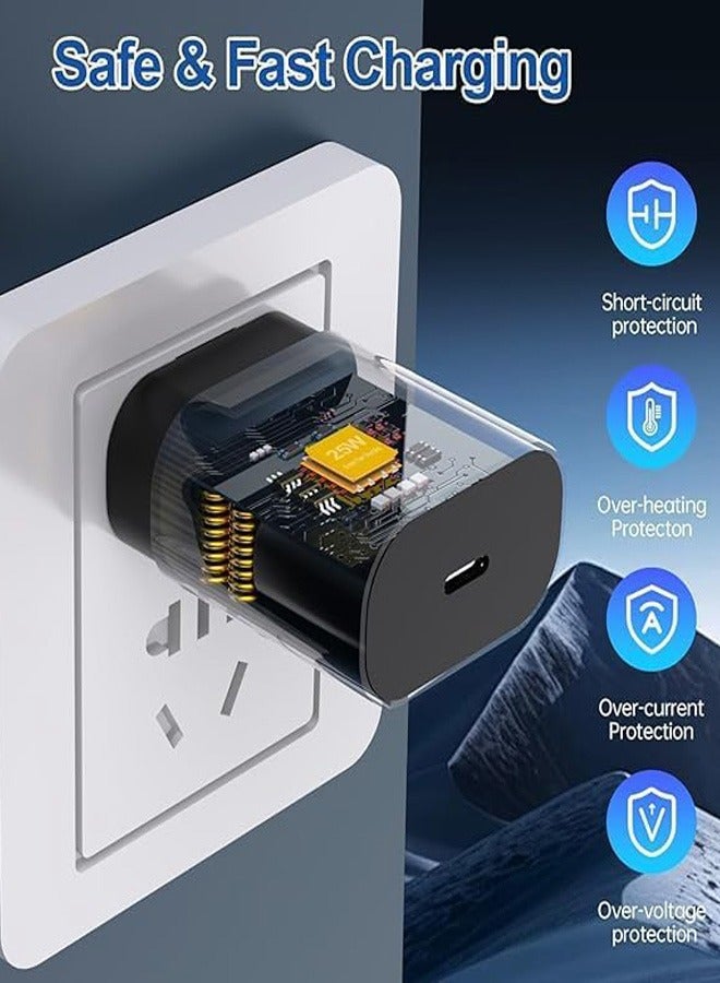 شاحن سريع 25 واط USB-C (Type-C) مع كابل تايب سي | Super Fast Charging | شاحن حائط تايب سي | متوافق مع Samsung Galaxy وAndroid - Image 2